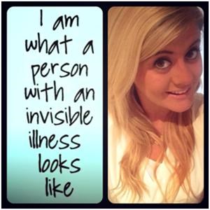 Photo of Charlotte Guinea alongside a quote which says "I am what a person with an invisible illness looks like".