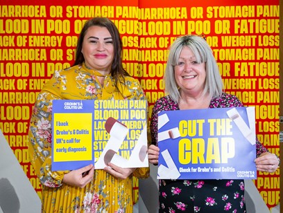 Nurses backing the campaign stood in front of the banner listing some symptoms