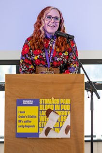 Sianny speaking at the event about her experience living with Crohn's
